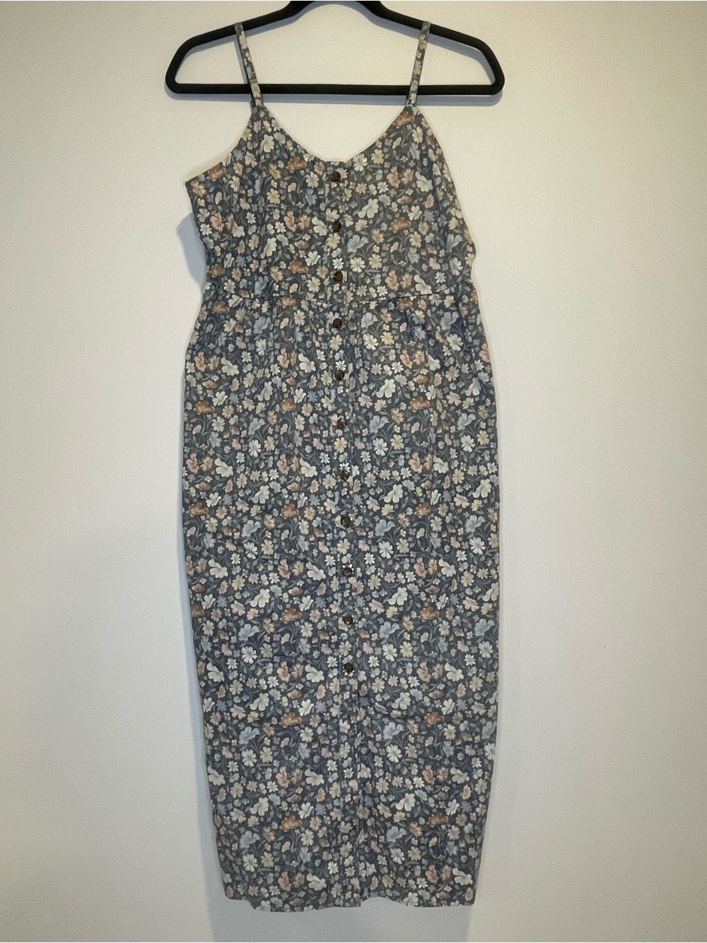 Boho, Natural Reflections Blue Floral Button-Front Cotton Maxi Dress - Picture 4 of 8